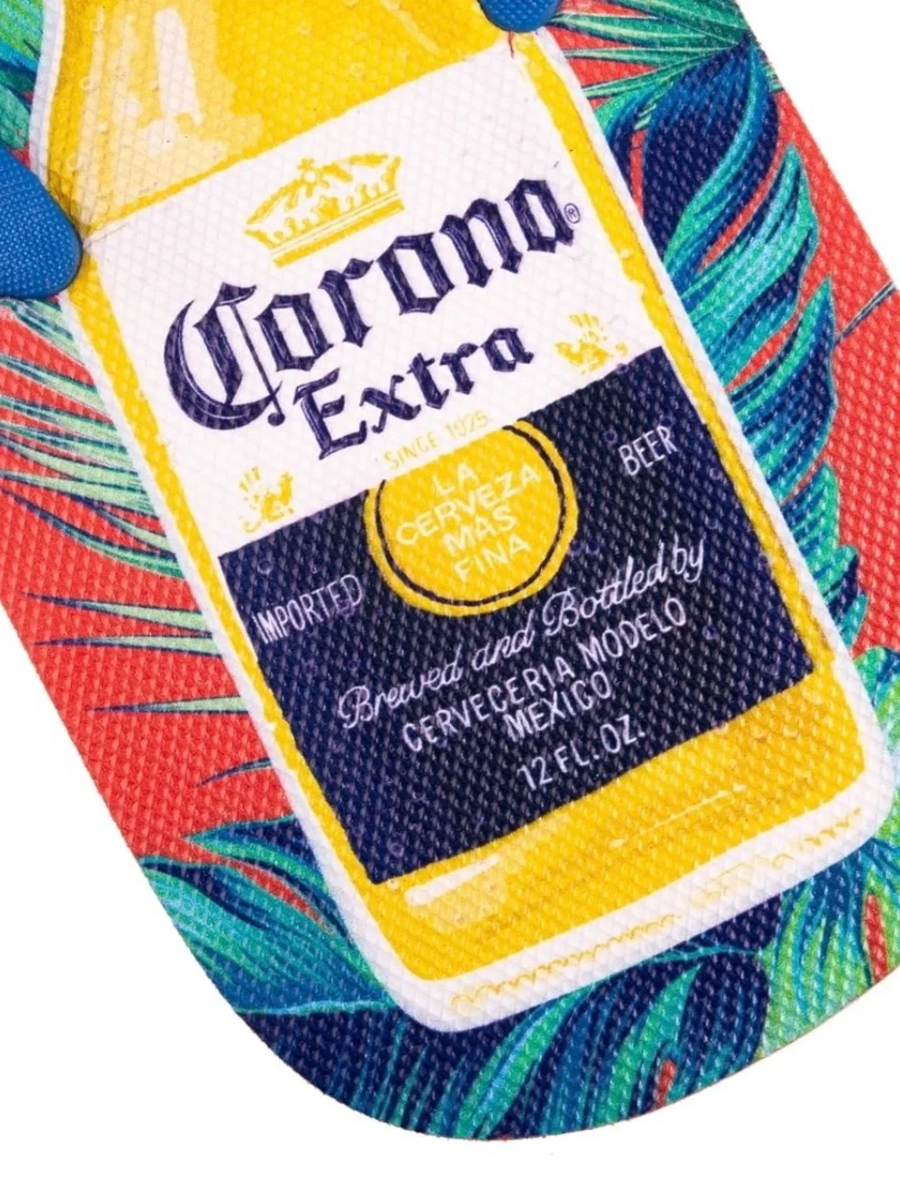 Corona Extra Men's Flip Flop Sandals Multicolor Floral Tropical Logo Slip-On
